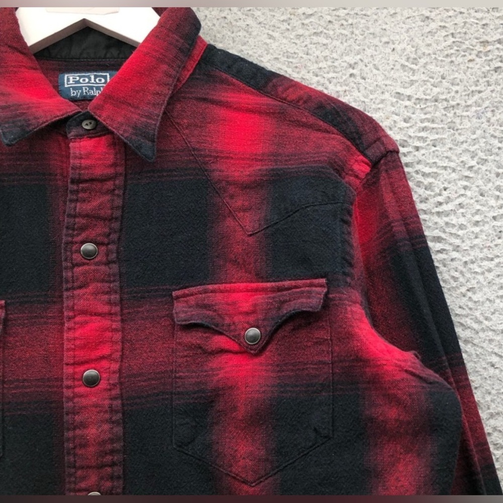 Polo Ralph Lauren Pearl Snap Button Up Shirt Men's M Long Sleeve 1980 Vintage. - Picture 6 of 14